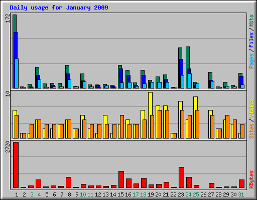 Daily usage for January 2009