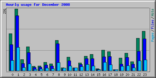 Hourly usage for December 2008